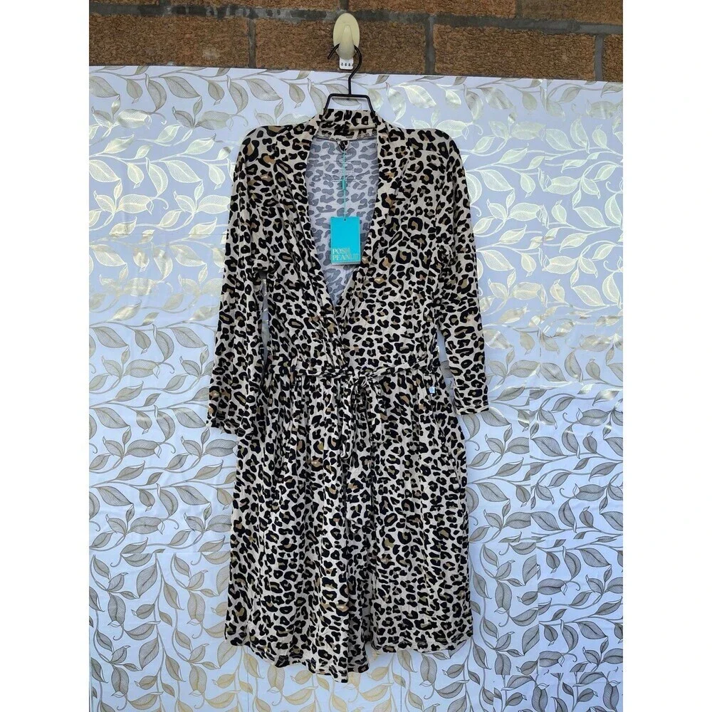 Posh Peanut Leopard Print Bamboo Robe | Mob Wife Aesthetic Loungewear Small